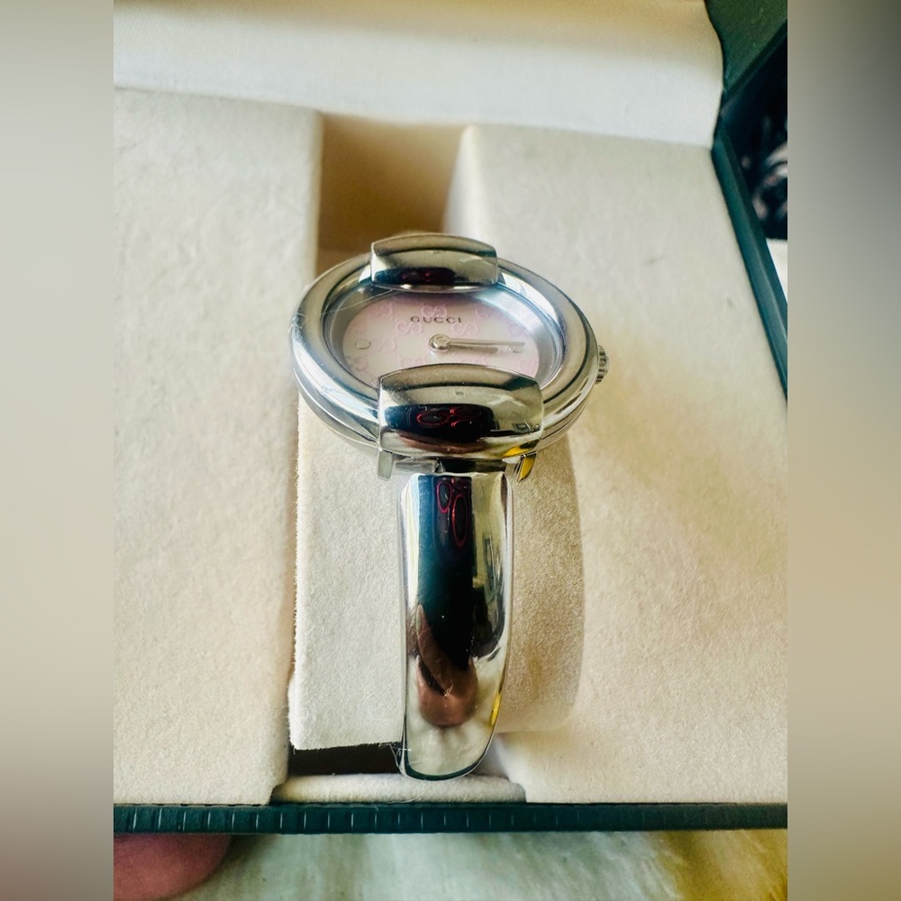 Authentic Gucci Silvertone Bangle Watch - image 5